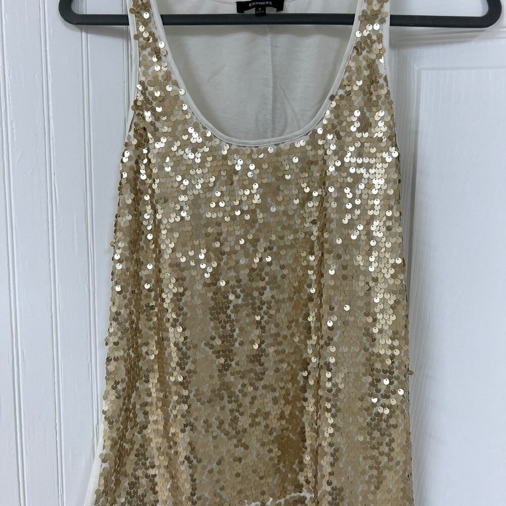 Express Gold Sequin Sleeveless Top - Size Small